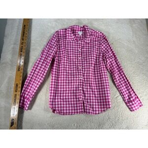 J.Crew Re-Imagined Pink Gingham Cotton Button Down Shirt Womens Large L